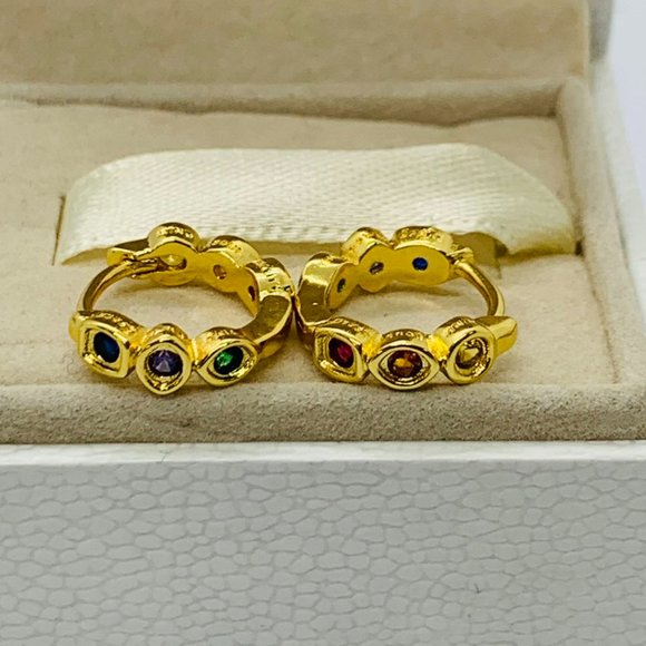 Pandora Marvel The Avengers Infinity Stones Hoop Earrings Gold - Picture 1 of 12